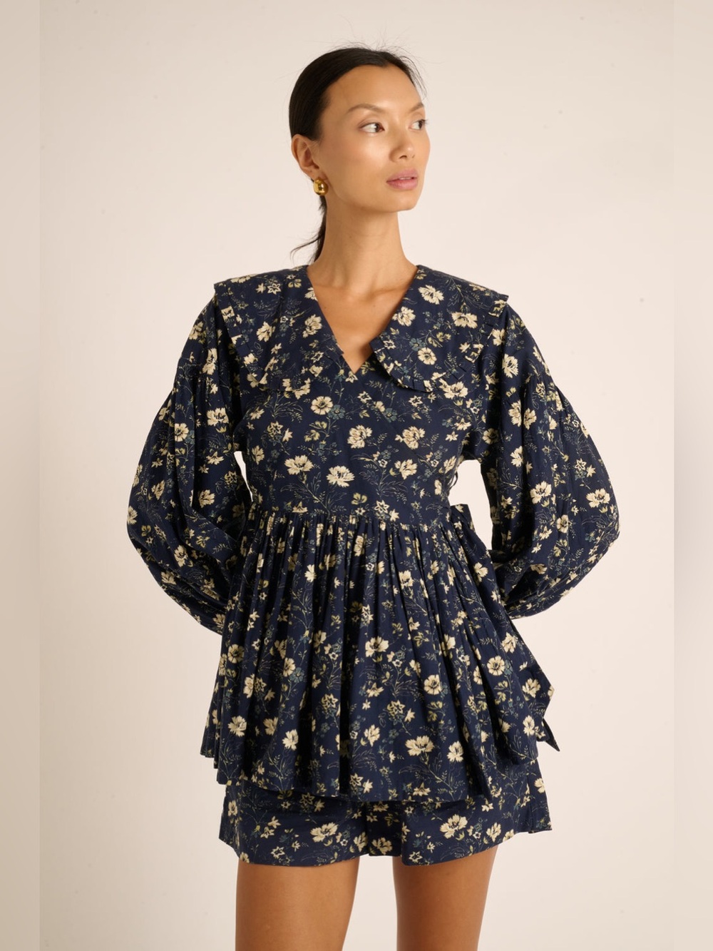 LA MAREGOLD The Camila Blouse in Indigo Chintz Floral Size XS/S NWT